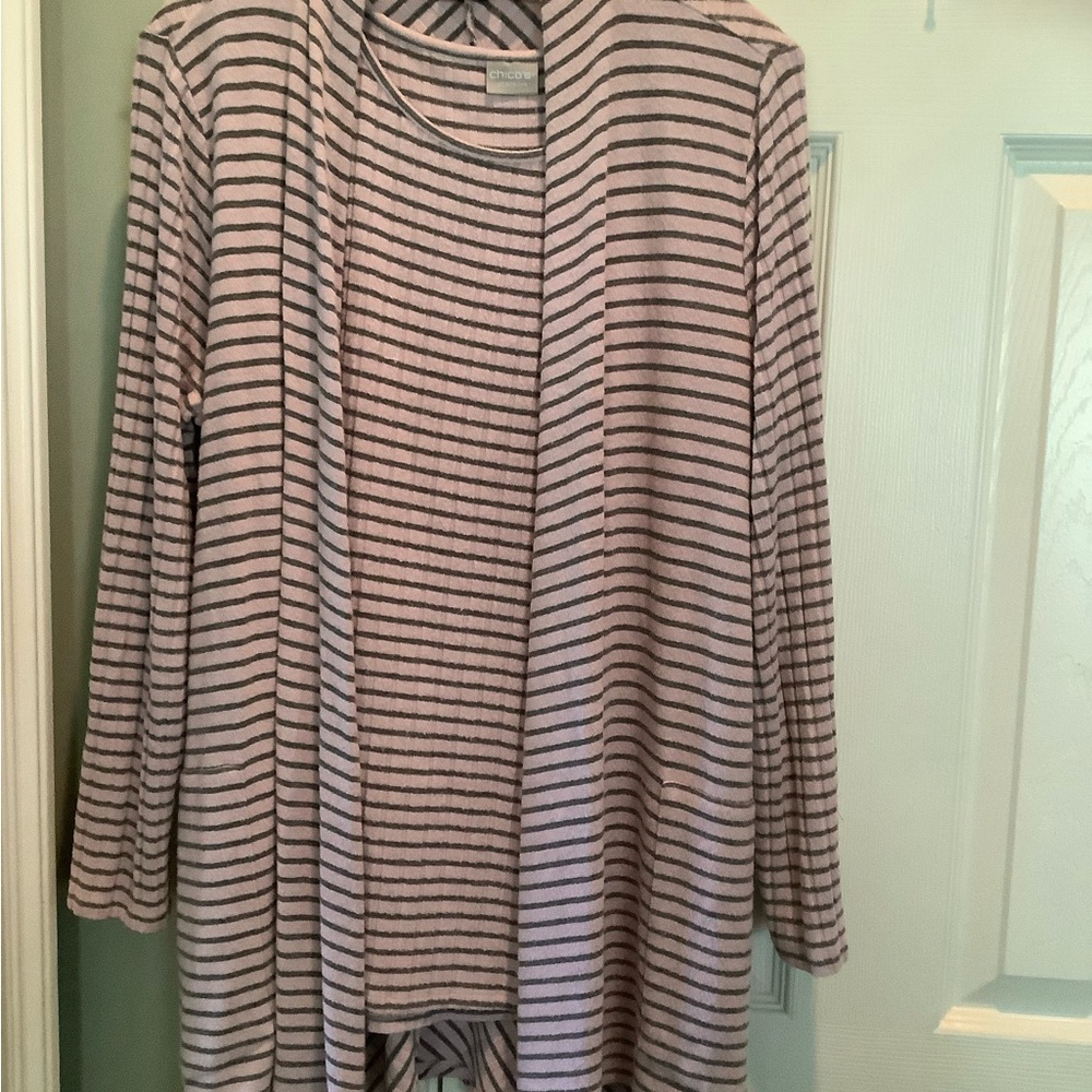 Chico's Zenergy Striped Knit Top with Cardigan